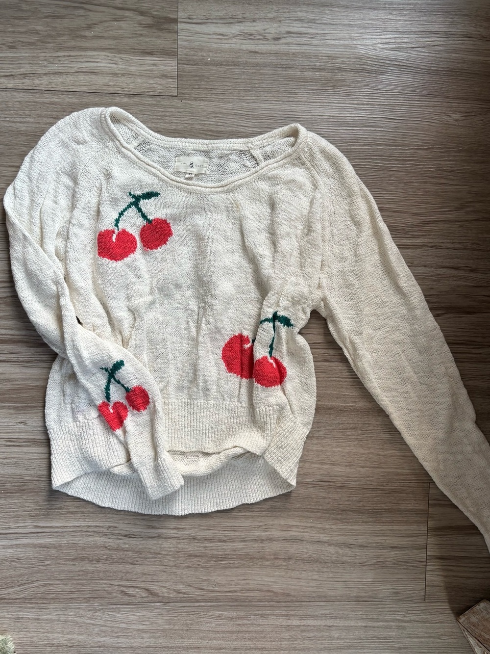 Lou and Grey Cream Cherry Knit Sweater - Women's Lightweight Pullover